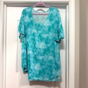 LuLaRoe 3XL Women's Teal Tie-Dye Morgan Top